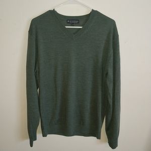 Hart Schaffner Marx Extra Fine Merino Wool Men's Medium V Neck Olive Green